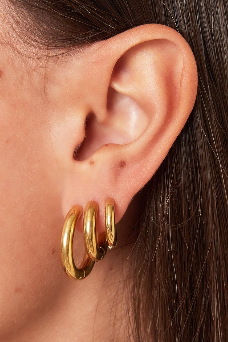 Pendientes de criollas básicas - grandes Color dorado Acero inoxidable Imagen3